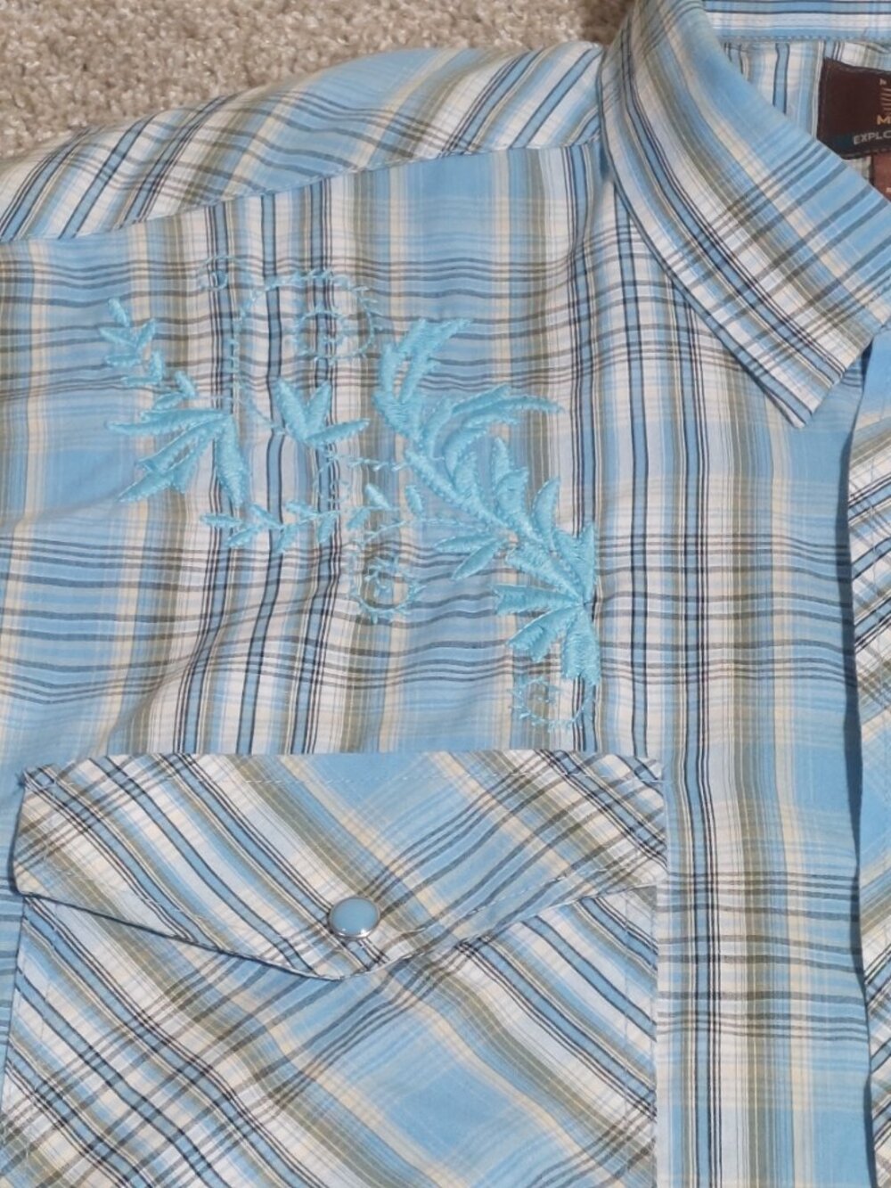 Vintage Painted Mesa Embroidered Western Shirt - Pearl Snap Size XLT - Picture 4 of 9